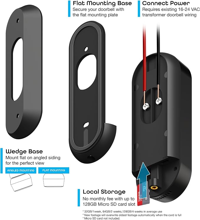 Geeni Smart Video Doorbell, 1080p HD, Night Vision, Wired Installation