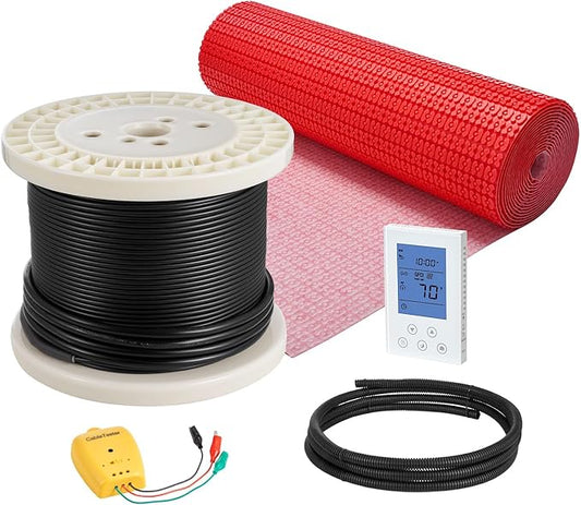 VEVOR Floor Heating Mat System, 100 sqft 120V, Decoupling Membrane, Smart Thermostat & Alarm, Easy Install for Tile, Stone & Vinyl Flooring