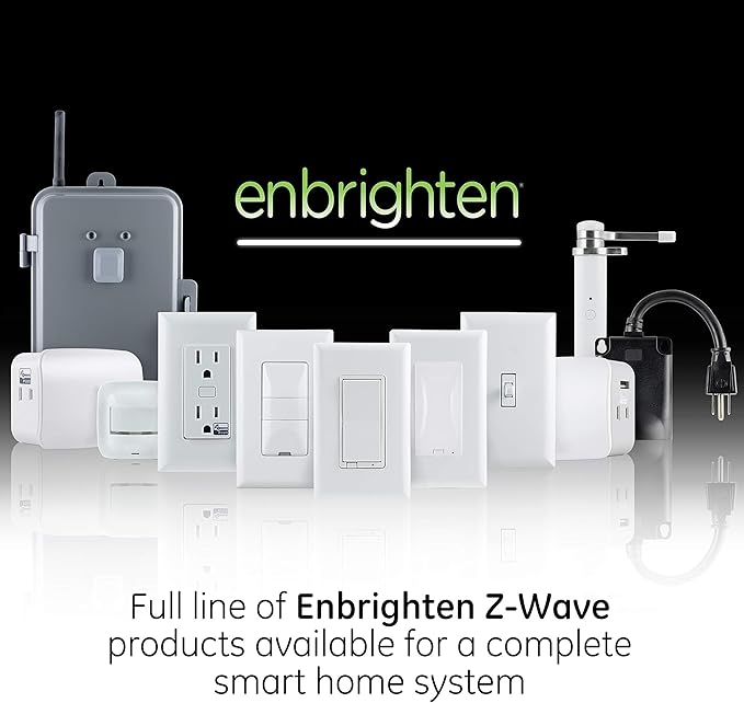 Enbrighten Almond Z-Wave Plus Smart Light Switch with QuickFit and SimpleWire, 3-Way Ready, Compatible with Alexa, Google Assistant, ZWave Hub Required, Repeater/Range Extender, Toggle, 14293