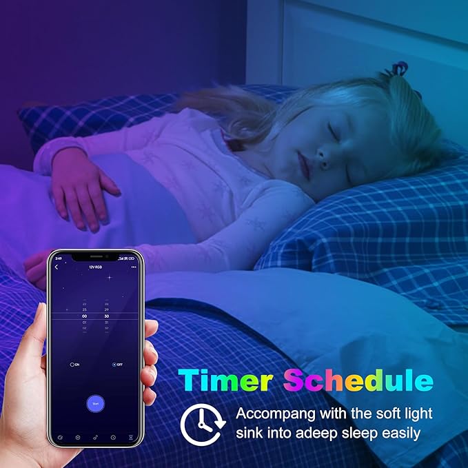 Pandery RGB COB LED Strip Light,DC24V 576leds/m Music Synchronized Color Change APP and Bluetooth Remote Control 32.8FT/2x5M,Indoor RGB COB Strip Light for Bedroom,Game Room,Bar,Party