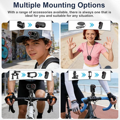 Mini Body Camera with 32GB Card, 4K Wearable Action Camera with 1.47” HD Screen, 140° Wide Angle, Magnetic Necklace & Mounts, APP Sharing, Loop Recording, POV Cam for Work, Sports, Pets & Daily Life