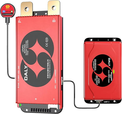 DALY BMS 12V 4S 150A Balance - 1A Active Cell Balancing BMS with Bluetooth WiFi Module Supports RS485 CAN for 12V LiFePO4 Battery Pack for RV trolling Motor Battery Portable Power Station