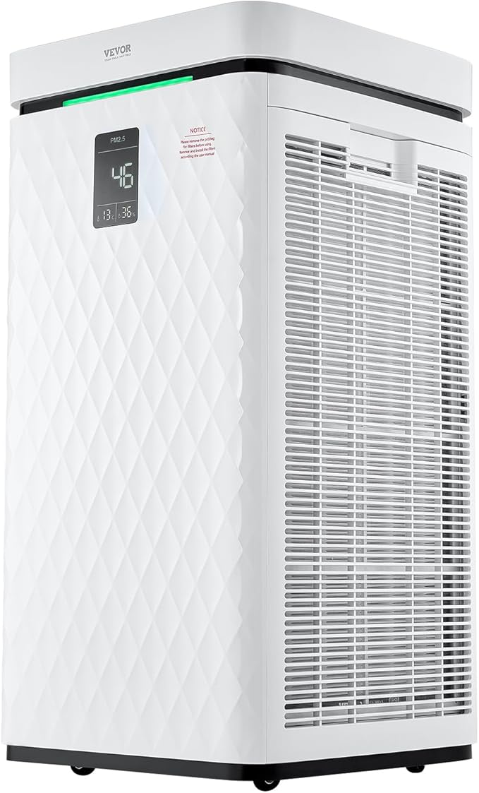 VEVOR Air Purifier for Bedroom Home, H13 HEPA Layer Filter 3139 ft²/h Smart Air Purifier with Speed Control & Child Lock Guard, 23 dB Sleep Mode Air Cleaner for Smoke Dust with Convenient Touch Panel