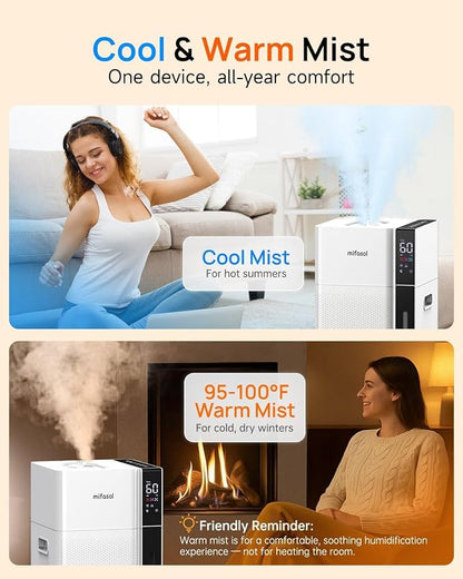 Mifasol Cool & Warm Mist Humidifier Large Room, Large Humidifiers for Home
