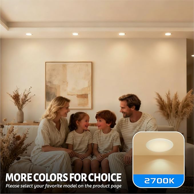 ECOELER 6 Inch LED Disk Lights, Dimmable Flush Mount Ceiling Downlights, 16.5W 1000Lm 2700K Soft White, Low Profile Recessed Ceiling Can Light for Hallways, Bathrooms, Garage, ETL Listed, Pack of 1