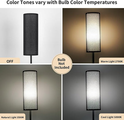 FRIDEKO HOME Black Shade Floor Lamp with, Simple Design with Foot Pedal Switch, Small Tall Lamps for Living Room Bedroom Office, Corner Floor Stand Light with Black Pole Lamp (No Bulb/No Remote)