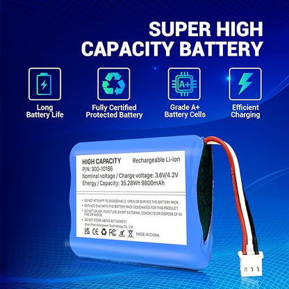 300-10186 Battery, [2026 Upgraded] 9800mAh Super High Capacity 0 Cycle Li-ion Replacement Battery for ADT Command Smart Security Panel ADT7AIO-1, ADT5AIO-2, ADT5AIO-3