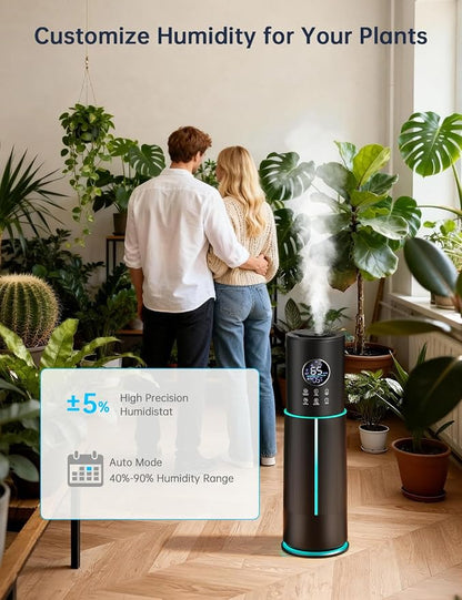 10L/2.64 Gal Humidifier for Large Room 600ft² 60H Runtime 24H Timer Auto Mode APP & Remote Control Top Fill Diffuser Aromatherapy 7 Color Lights Cool Mist Humidifier for Bedroom Home Office Plant