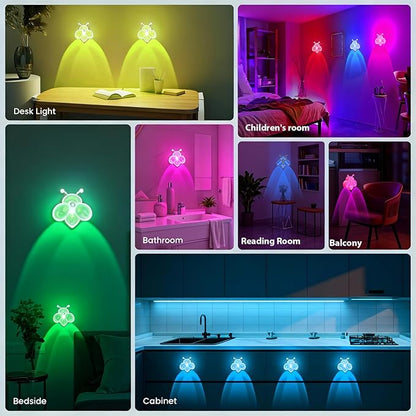 Motion Sensor Stair Lights Indoor - Rechargeable Dimmable RGBW & Warm White Night Light, Magnetic Mount Motion Activated Battery Lamp for Step Hallway Bathroom Cabinet Closet(Pink, 1 Pack)