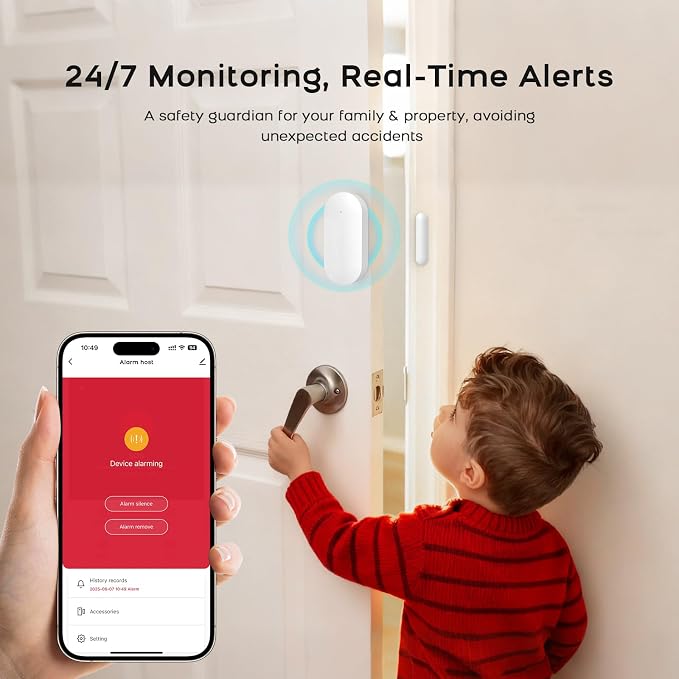 Home Security System 9-Piece Work with Alexa & Google No Monthly Fees,WiFi+4G Mobile App Control with Instant Alerts and Auto Alarm Dial,Door/Window Sensors+Motion Detectors+Remote,24/7 Monitoring