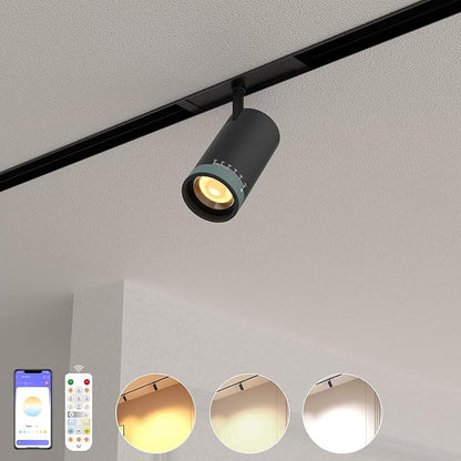 Adjustable Focus Spotlight, 18W CCT Magnetic Track Light Head | 24V LED Lamp, Rotatable Spotlight, Smart Control via App Remote Voice, Dimmable 2700K-6000K, ETL Certified Beam Angle 20°-45°