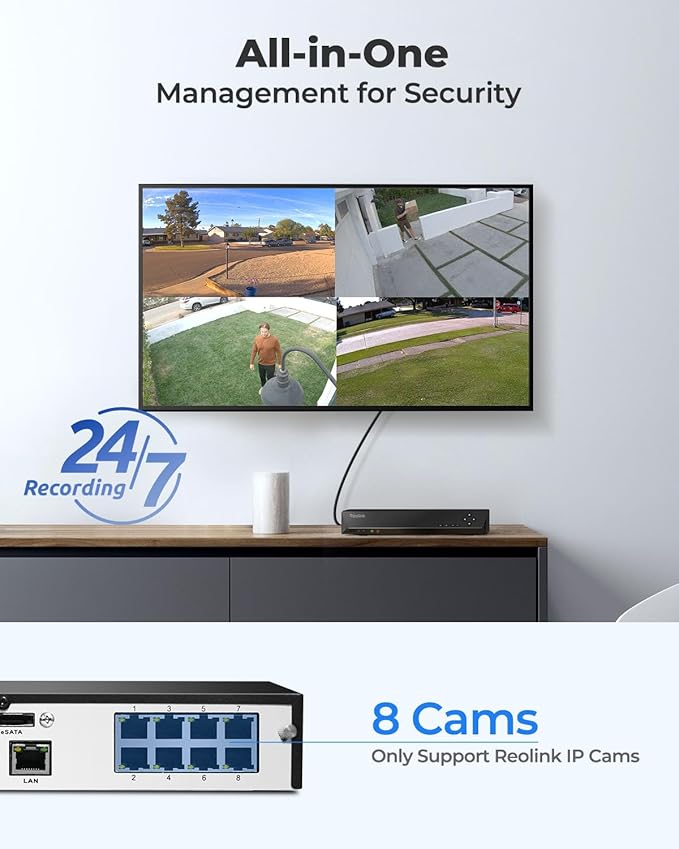 REOLINK 12MP PoE IP Camera Outdoor, 93° Wide Angle Dome Surveillance Cameras for Home Security, Human/Vehicle/Pet Detection, 700lm Color Night Vision, 6XRLC-1224A Bundle1x8ch NVR(2TB HDD)