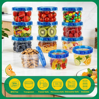 15 Pack 17oz Reusable Freezer Storage Containers with Twist Top Lids Airtight, Small Plastic Food Storage Containers for Meal Prep Leftover Lunch Fruit Salad, Soup Container Microwave Freezer Safe