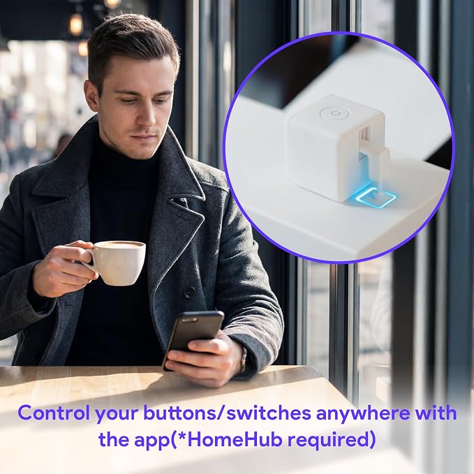 Fingerbot Plus (Bluetooth) Smart Button Pusher – No-Wire Smart Switch with App, Timer & Touch Control, Alexa & Google Home Compatible with ORYZIC Tuya Bluetooth Hub, Rechargeable