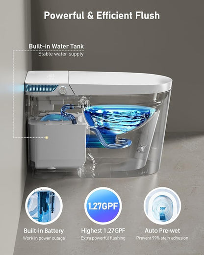 Smart Toilet with Bidet Built-in: Bidet Toilet with 5L Tank, Dual Flush