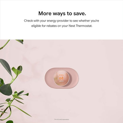 Google Nest Thermostat - Smart Thermostat for Home - Programmable Wifi Thermostat - Snow (Renewed)