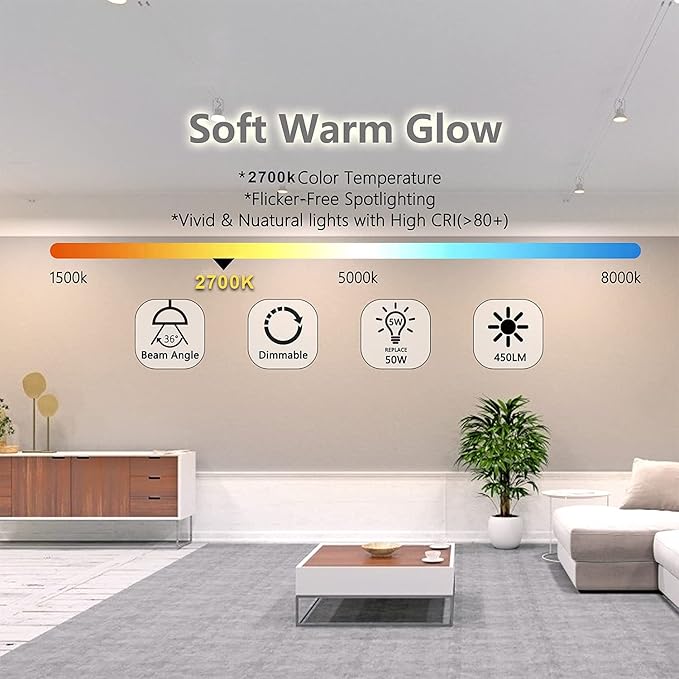 MR16 LED Bulb, 50W Halogen Equivalent, 5W 12V 3000K Soft Warm White, 450Lm GU5.3 Bi-Pin Base, 12V Spotlight Bulb,40 Degree Spot Lighting For Indoor/Outdoor Landscape Track Bulbs-Not Dimmable (10 Pack)