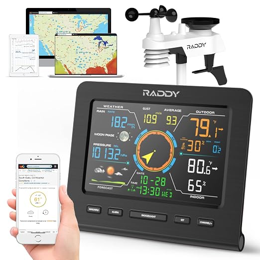 Raddy WF-100C Lite Wireless Weather Station, Indoor Outdoor