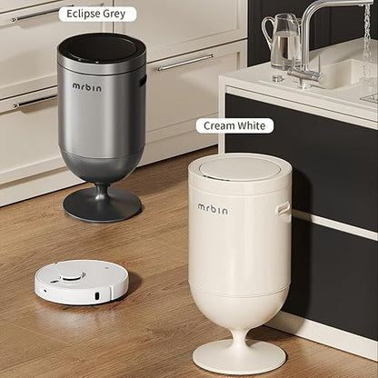 Mrbin Stainless Steel Motion Sensor Trash Can with Lid, 5.3 Gallon Wine Glass Shaped Automatic Waste Basket Touchless, Smart Round Tall Garbage with High Leg for Office, Bedroom, Kitchen, Eclipse Grey