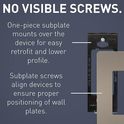 Legrand - Pass & Seymour radiant RWP262NICC6 2-Gang Screwless Plastic Wall Plate, Decorative Outlet Cover, Brushed Nickel Finish, Two Gang