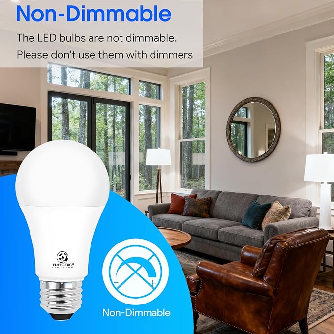 E ENERGETIC LIGHTING LED Bulbs 100 Watt Equivalent, Super Brightness 1600LM, Daylight 5000K, Non-Dimmable A19 LED Bulb, E26 Standard Base, ETL Listed, 6 Packs