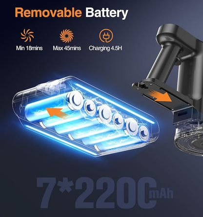 Natrogix Cordless Vacuum Cleaner, Stick Vacuum Cordless Lightweight, 45Mins Runtime, 3 Suction Modes, Smart Display, Wall-Mounted Charging, Vacuum Cleaners for Home Pet Hair, Carpet, Hardwood Floor