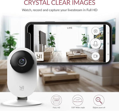 YI Home Pro Security Camera 2K, 2.4Ghz WiFi Indoor Surveillance System with AI Detection,Real-Time Alert,Night Vision,Two-Way Audio for Home/Baby/Pet Monitor,Cloud & SD Card Storage(4-Pack)