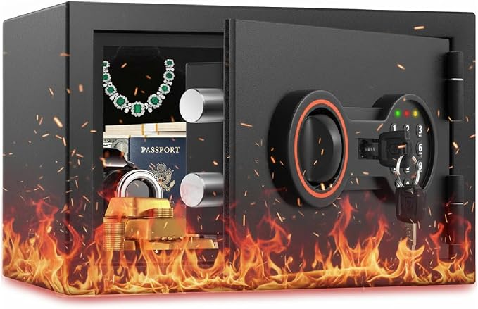 [2026 0.5H 1700°F] Mini Fireproof Safe, 14.8Lbs Heavy Duty Fire Safe Box