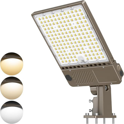 360W LED Parking Lot Light 54000LM, Power Tunable & 3CCT (3000K-5000K) ETL Listed LED Pole Light IP65 Super Bright Commercial Flood Light with Photocell Arm & Slip Fitter Mount, AC100-277V