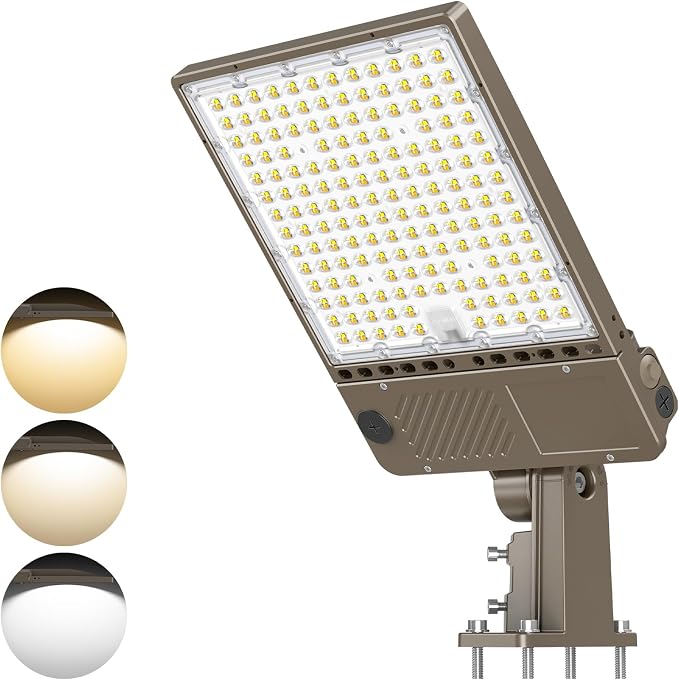 320W LED Parking Lot Light 48000LM, Power Tunable & 3CCT (3000K-5000K) ETL Listed LED Pole Light IP65 Super Bright Commercial Flood Light with Photocell Arm & Slip Fitter Mount, AC100-277V