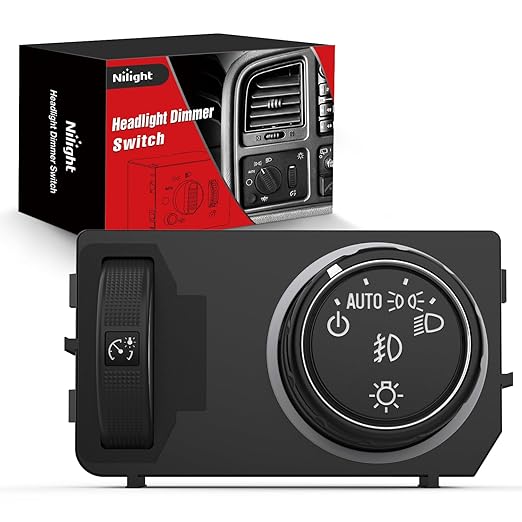 Nilight Headlight Dimmer Switch Compatible with 2014 2015 2016 2017 2018 2019 Chevy Silverado 1500 2500HD 3500HD Tahoe 2017-2019 GMC Sierra 1500 2500HD 3500HD with Blue LED Light