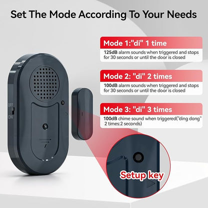 Sanjie Door Window Alarm Sensors, 5 Pack, 125dB, Volume Control | Easy-install door and window alarms with loud adjustable alerts, long battery life, and versatile use for home safety