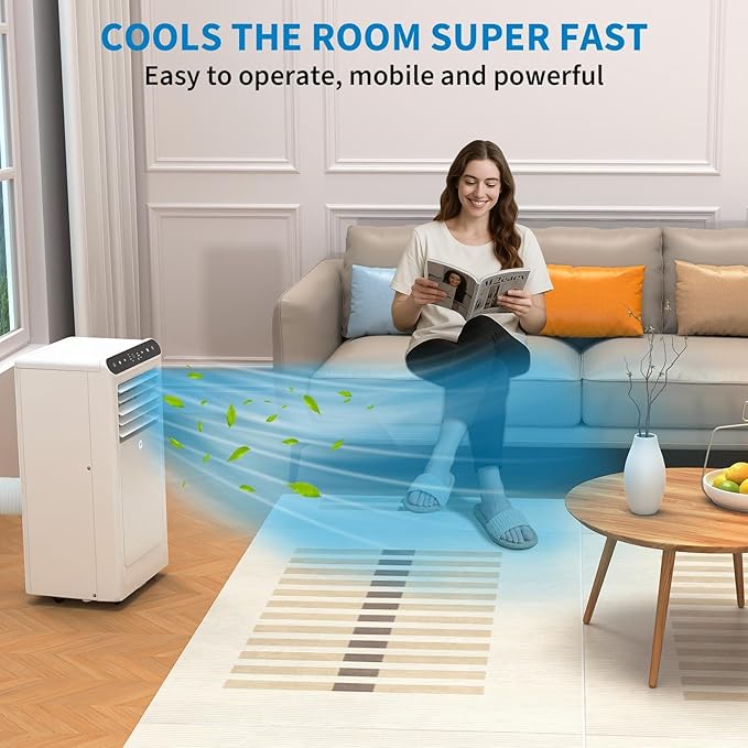 GarveeLife Portable Air Conditioners, 8,000 BTU for Rooms up to 350 Sq.Ft., Smart Compact AC Unit with Cooling, Dehumidifier, Fan, Remote Control and Window Kit, White