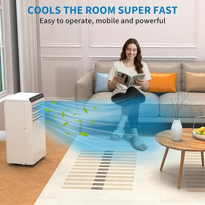 GarveeLife Portable Air Conditioners, 8,000 BTU for Rooms up to 350 Sq.Ft., Smart Compact AC Unit with Cooling, Dehumidifier, Fan, Remote Control and Window Kit, White