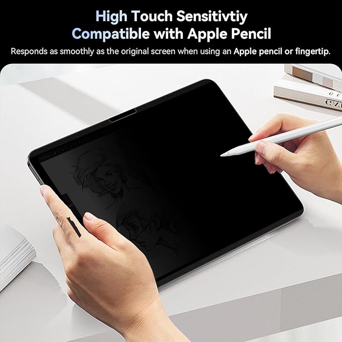 360° Magnetic Privacy Screen for iPad Air 13 Inch 2024-2026 (M2/M3/M4, 6th/7th/8th Gen), 4 Way Privacy Removable Anti Glare Blue Light Filter Shield Film Anti Spy Protector