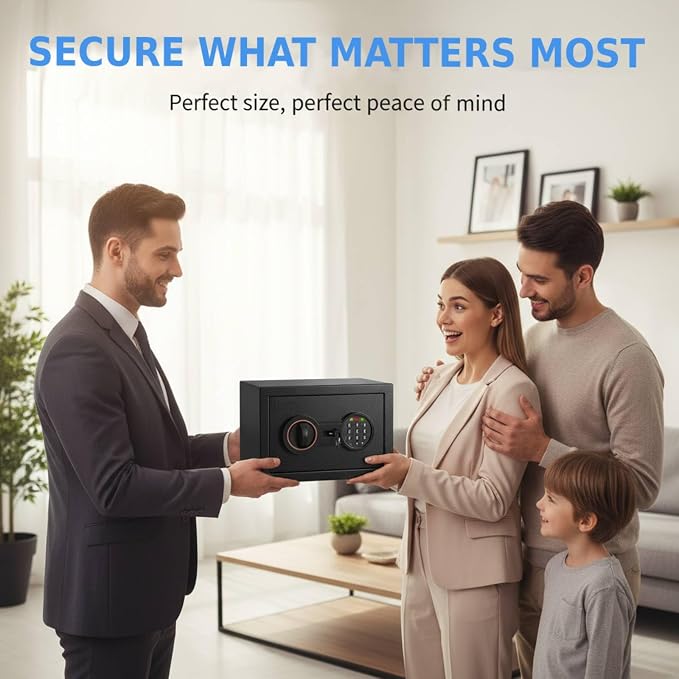 Small Safe for Home, 6.69"H Safe Box with Fireproof Waterproof Bag