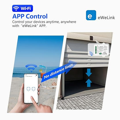 DieseRC 2 Channels WiFi Smart Switch, AC 90V-250V 220V Passive Output Relay Module Ewelink APP WiFi Control Compatible with Alexa/Google Home, Inching/Self-Locking Switch