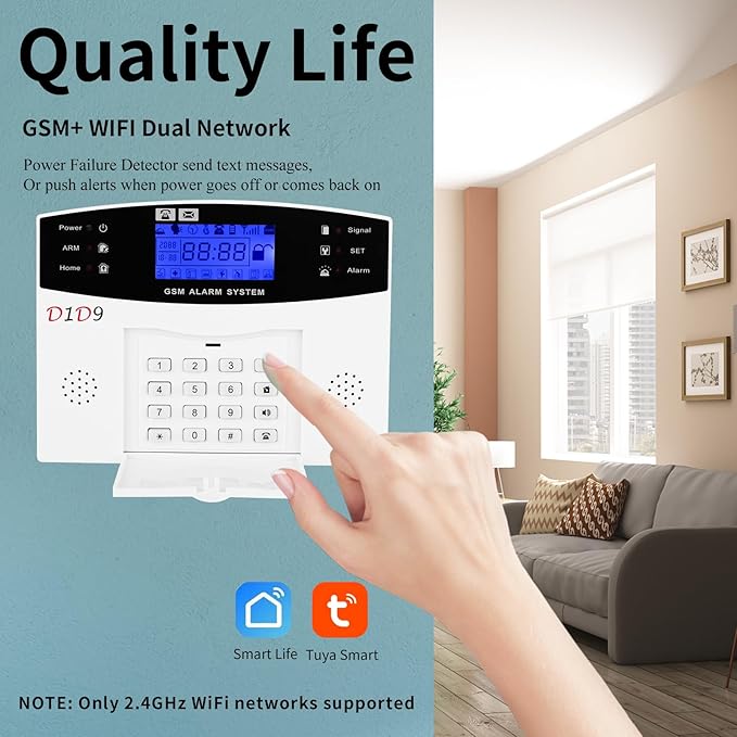 24pcs Wireless DIY Home Burglar Alarm System, 4G WiFi GSM, No Monthly Fee,Home Security with App Alert