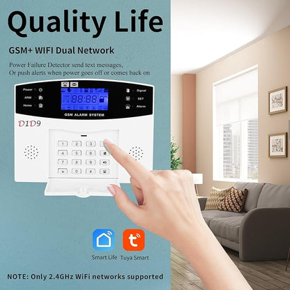 24pcs Wireless DIY Home Burglar Alarm System, 4G WiFi GSM, No Monthly Fee,Home Security with App Alert