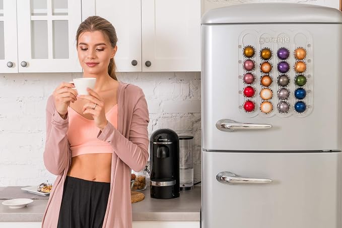 Demi's Home Magnetic Coffee Pod Holder for Nespresso Vertuo Capsules - Suitable to be Mounted on the Fridge (Transparent)