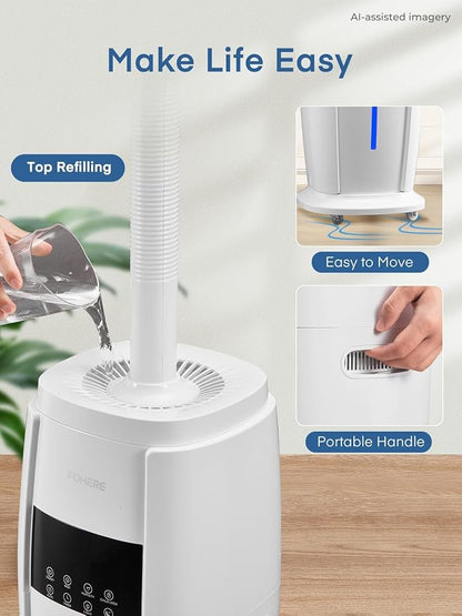 18L Humidifier Large Room, 1300mL/H Triple Mist, Up to 1500 Sq.Ft