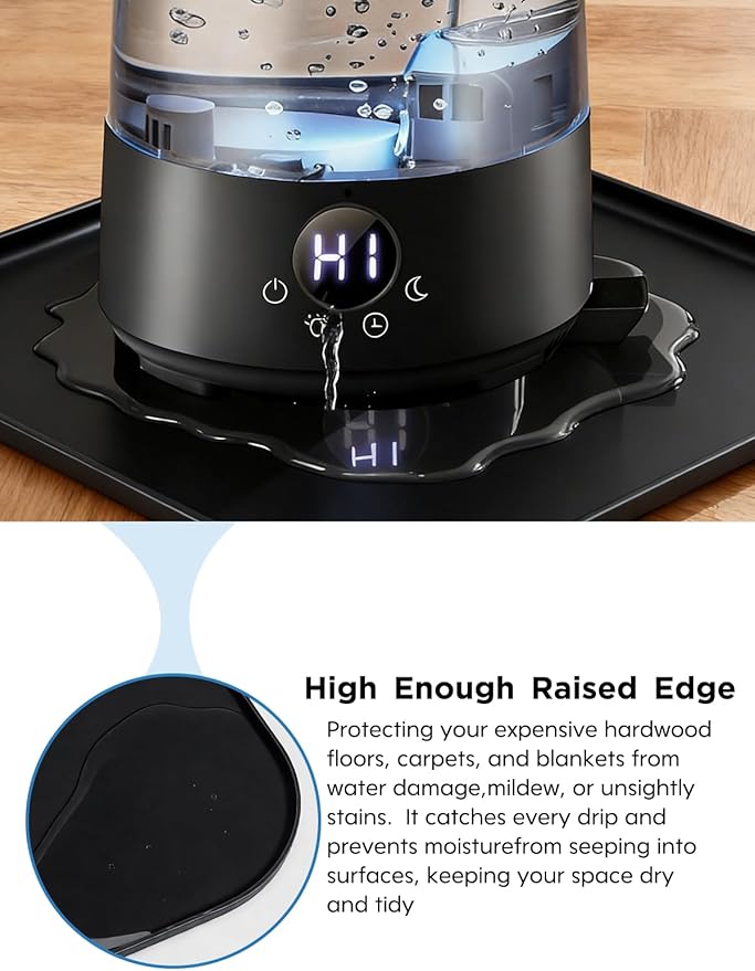 Silicone Humidifiers Tray for LEVOIT, Dreo, Homvana, ASAKUKI Humidifiers - Leak-Proof & Moisture-Proof Design, Floor Drying Function to Protect Floor Surface