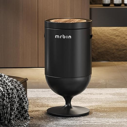 MRBIN Metal Motion Sensor Trash Can with Lid, 5.3 Gallon Wine Glass Shaped Automatic Waste Basket Touchless, Smart Round Tall Garbage with High Leg for Office, Bedroom, Kitchen, Black