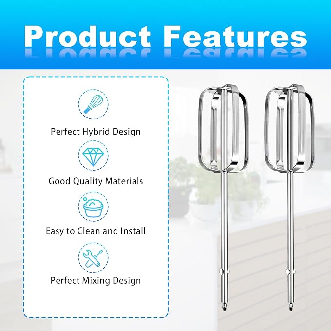 2pcs Hand Mixer Beaters Attachments Compatible with MX600B MX3200B MX1500W | Hand Mixer Beaters Attachments Compatible with MX Series Electric Hand Mixers for Cooking and Baking