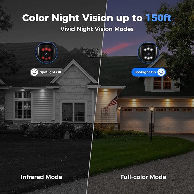 Hiseeu 330° View 4K 8MP PoE PTZ Security Camera Outdoor, Home Security Cameras, 2 Way Audio, Spotlight&Sound Alarm,Color Night Vision, Human&Vehicle Detect, Remote Access