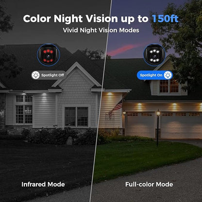 Hiseeu 330° View 4K 8MP PoE PTZ Security Camera Outdoor, Home Security Cameras, 2 Way Audio, Spotlight&Sound Alarm,Color Night Vision, Human&Vehicle Detect, Remote Access