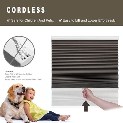 Changshade Custom Blinds Cellular Shades Blackout Cordless for Indoor Windows, Honeycomb Blind Room Darkening Black Out Shade for Bedroom, Bathroom, Nursey, Heat Light Blocking Easy Install, Taupe