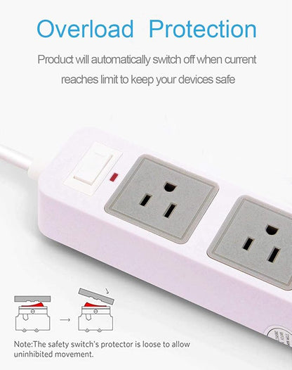 2 Prong Power Strip with USB, 2 Prong to 3 Prong Outlet Adapter with 4 USB Ports 6.6ft Extension Cord, 3 AC Outlets Flat Plug Surge Protector for Smartphone Tablets Home, Office and Hotel, White