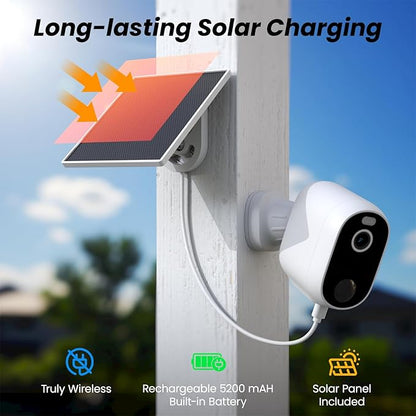INFIYA Security Cameras Wireless Outdoor-Solar&Battery Powered 2K 2.4G Cameras for Home Security, Instant Alert, AI Human Detection, Color Night Vision, 2-Way Talk, SD Storage, Work with Alexa, Z1 4P