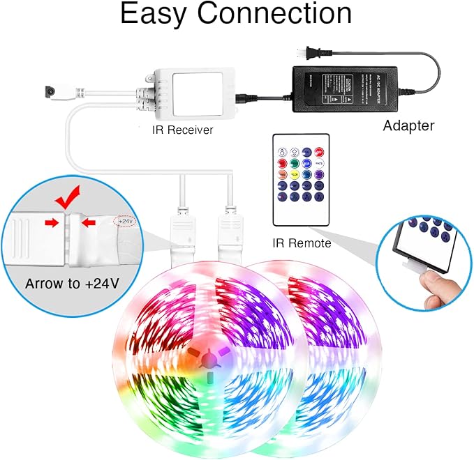 VOLIVO 200FT LED Strip Lights for Bedroom RGB Color Changing | Bluetooth App Control, IR Remote Control, Music Sync, Room Home Decor Lighting